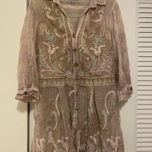 Elisa Cavaletti Stunning Embroidered Sheer Tunic Dress